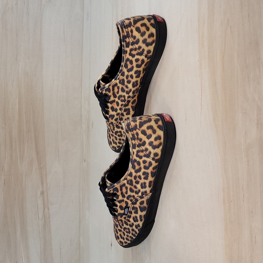 Vans Leopard-Print Low Top Sneakers in Tan and Black - Picture 5 of 10